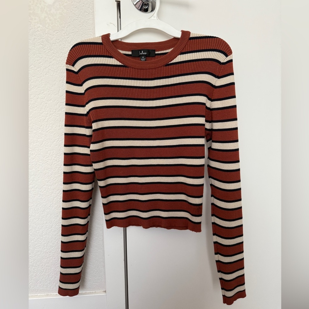 Lulus cropped striped sweater top